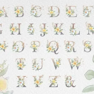 Kit Digital Alfabeto Floral Brilhante