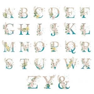 Kit Digital Alfabeto Floral Png Glitter Lettering Flores