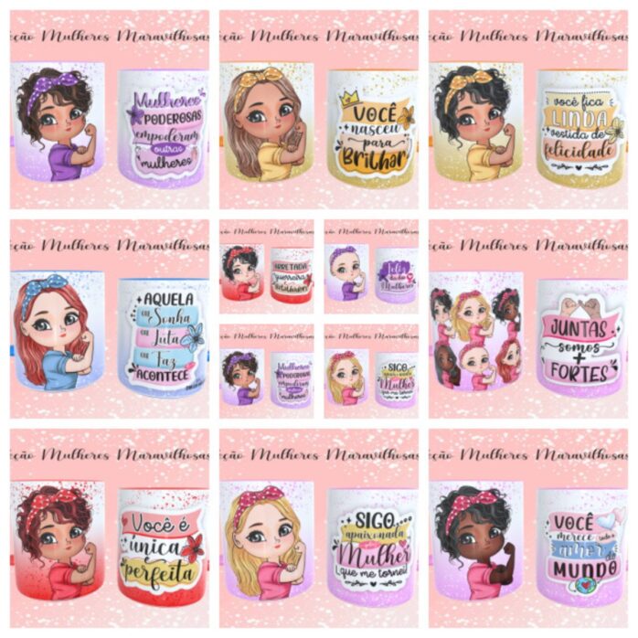Kit Digital Artes Canecas Dia das Mulheres Frases