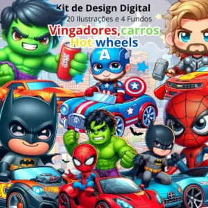 Kit Digital Avengers Hot Wheels Cute Imagens PNG 6 Kit Digital Avengers Hot Wheels Cute Imagens PNG