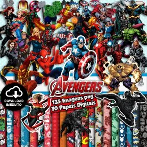 Kit Digital Avengers Vingadores Scrapbook Silhouette Arquivo