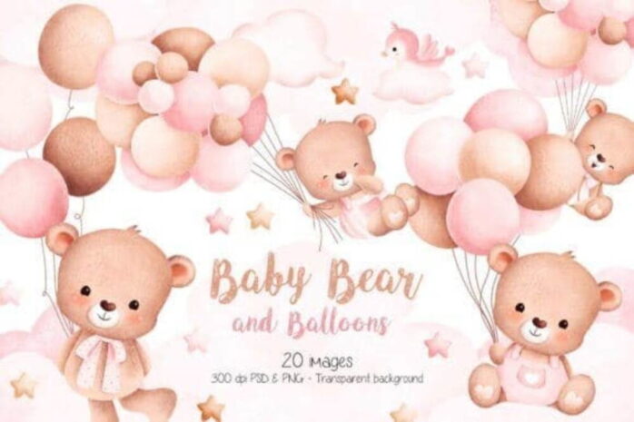 Kit Digital Baby Bear Girl Png