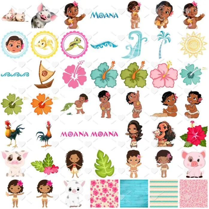 Kit Digital Baby Moana Png Imagens Fofas Bebê Praia Filme