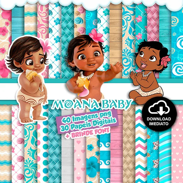 Kit Digital Baby Moana Png Imagens Fofas Bebê Praia Filme