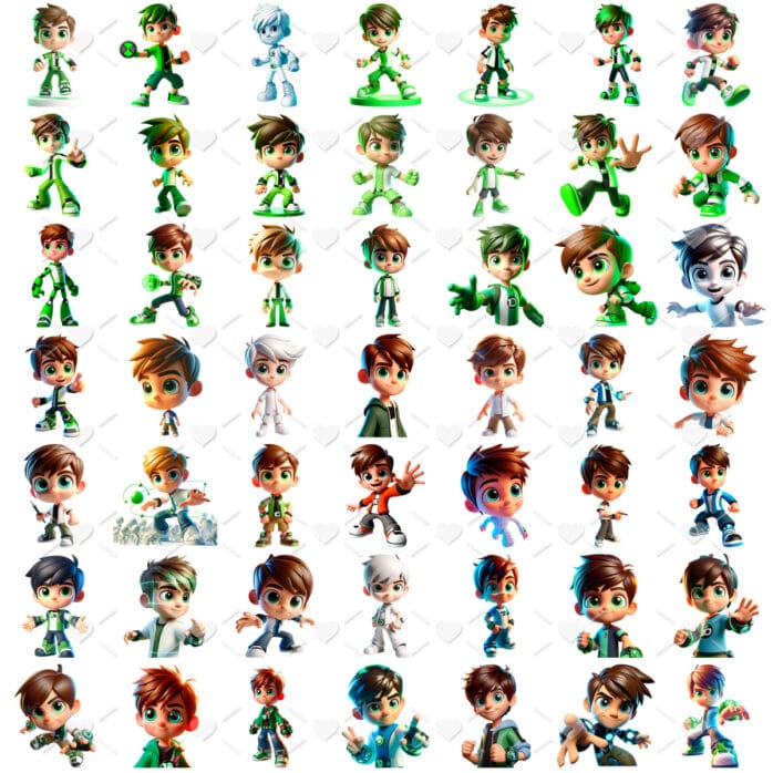 Kit Digital Ben 10 Png Cute 3D Ilustrações Fofas Herói