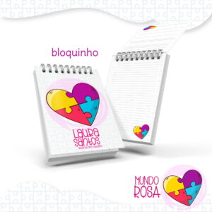 Kit Digital Bloquinho Anotações Mundo Rosa Autismo