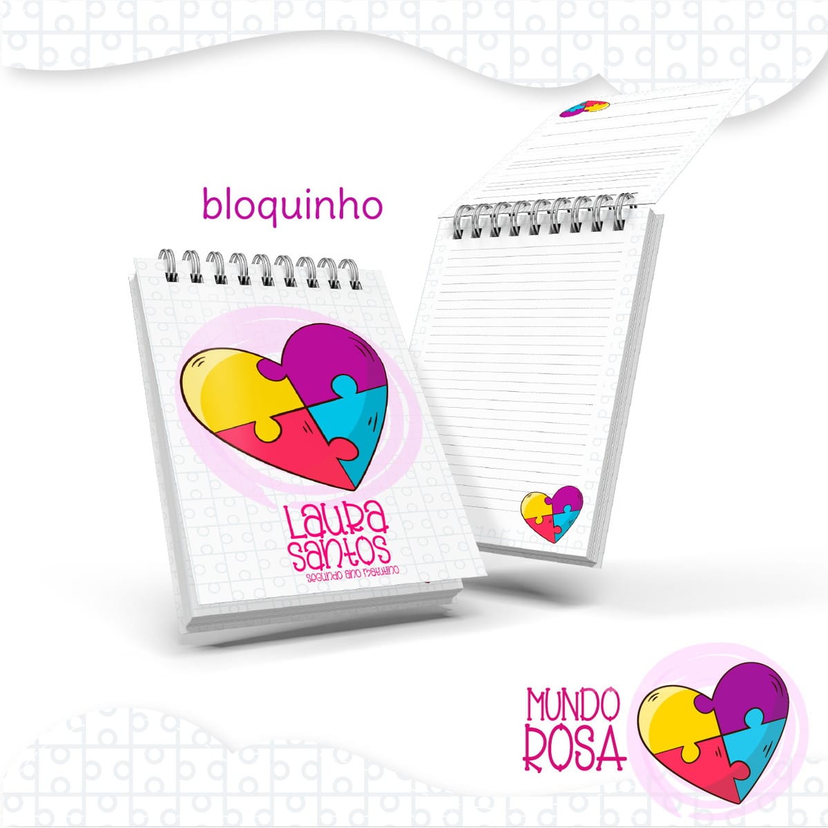Kit Digital Bloquinho Anotações Mundo Rosa Autismo 1 Kit Digital Bloquinho Anotações Mundo Rosa Autismo