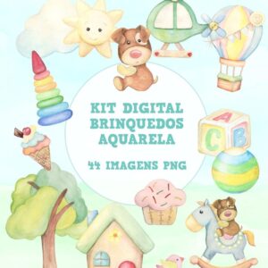 kit digital brinquedos aquarela arquivo digital kit digital