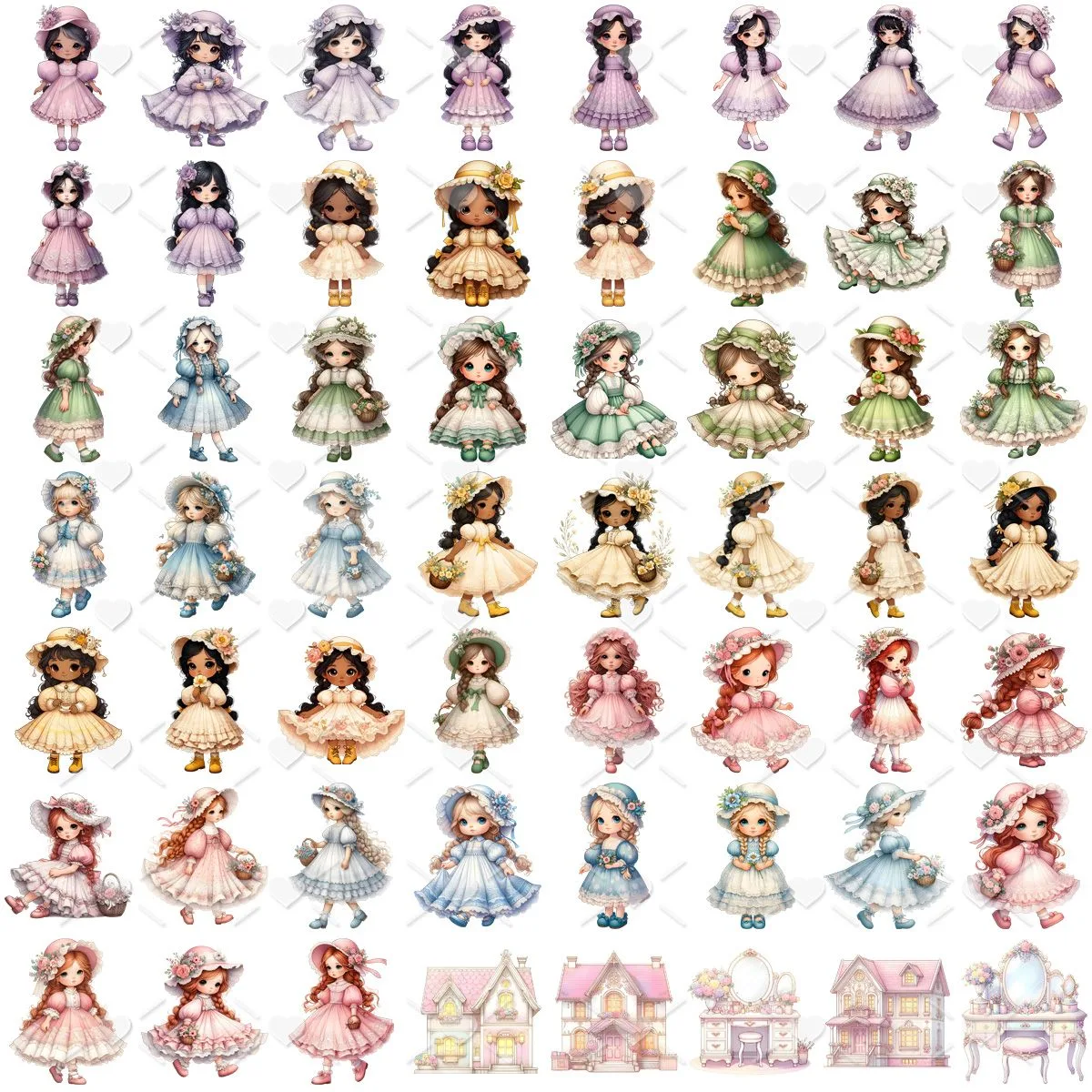 Kit Digital Casinha de Boneca Sarah Kay Baby Png Ilustrações