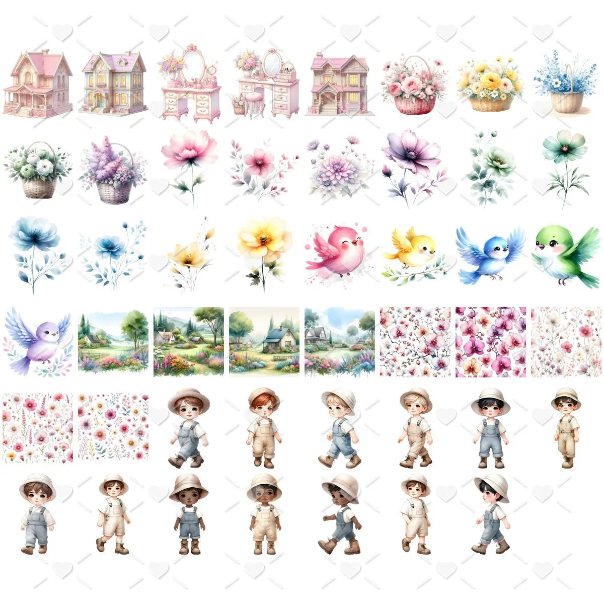 Kit Digital Casinha de Boneca Sarah Kay Baby Png Ilustrações
