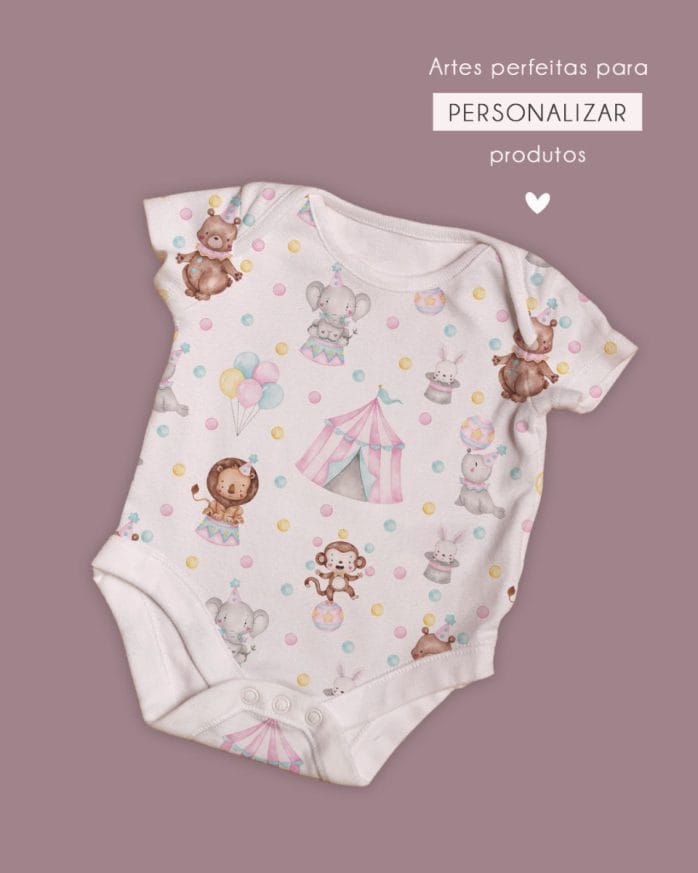 Kit Digital Circo Rosa Em Aquarela Papelaria Personalizada