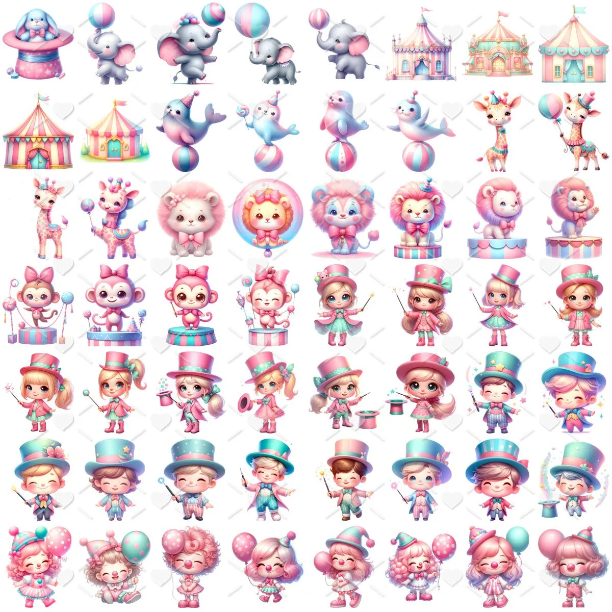 Kit Digital Circo Rosa Menina 3D Cute Fofo Ilustrações Png 3 Kit Digital Circo Rosa Menina 3D Cute Fofo Ilustrações Png