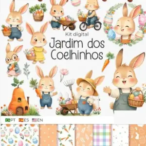 Kit Digital Coelhinhos Jardim PNG para Sublimação e Decoração 11 Kit Digital Coelhinhos Jardim Png Para Sublimacao E Decoracao