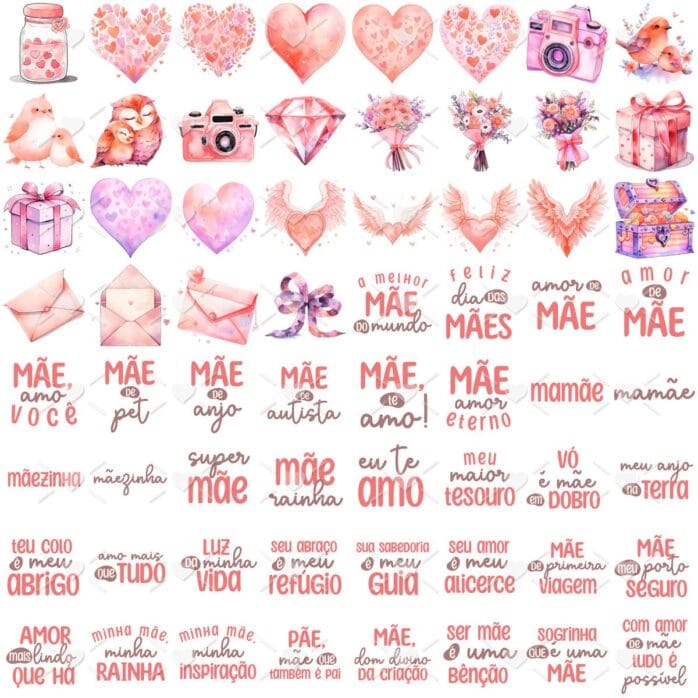 Kit Digital Coleção Mães 2024 Frases Ilustrações Fofas