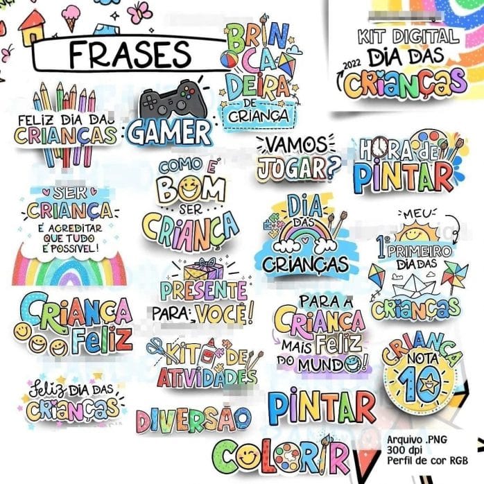 Kit Digital Dia Das Crianças Figuras Ilustrações Imagens Png