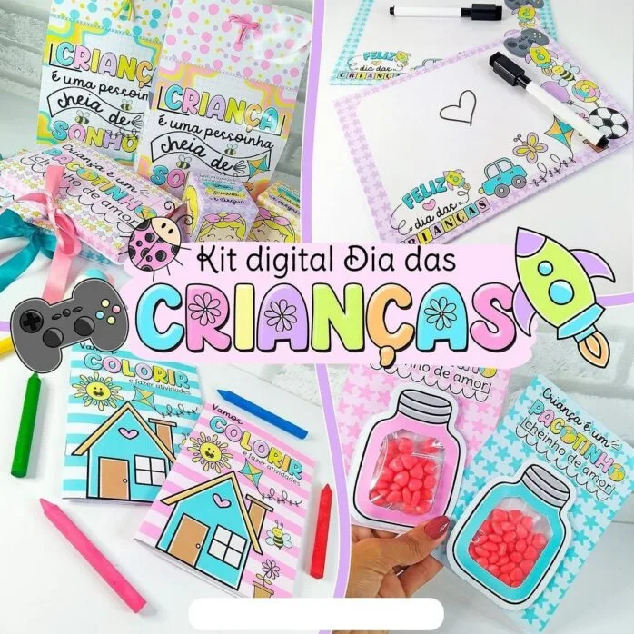 Kit Digital Dia Das Crianças Lembrancinhas Capas Ilustrações