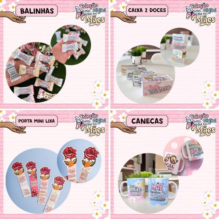 Kit Digital Dia Das Mães Arquivos De Corte Caixinhas Caneca