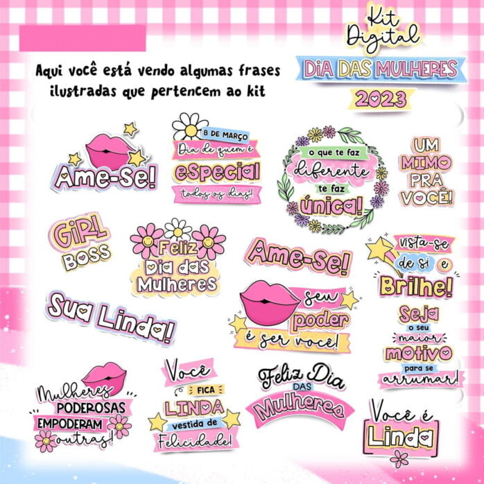 Kit Digital Dia Das Mulheres Frases Ilustrações Motivacional