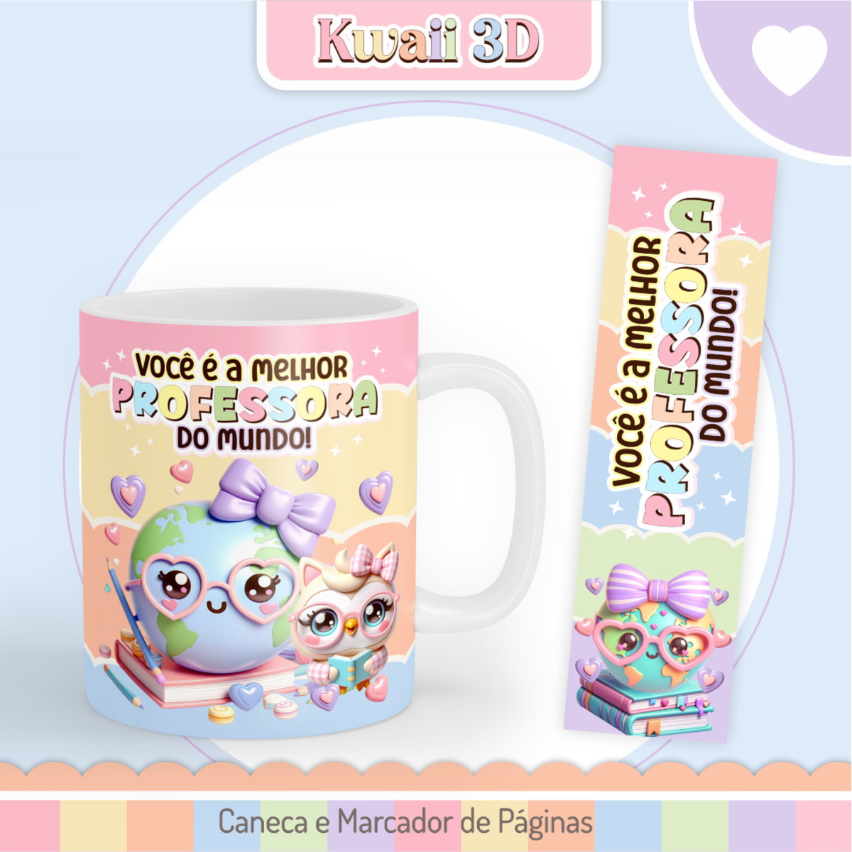 Kit Digital Dia do Professor Kawaii 3D para Imprimir 5 Kit Digital Dia do Professor Kawaii 3D para Imprimir - Imagem 5