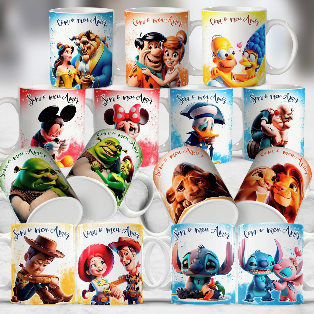 Kit Sublimação Dia dos Namorados com Personagens 1 Kit Sublimação Dia dos Namorados com Personagens