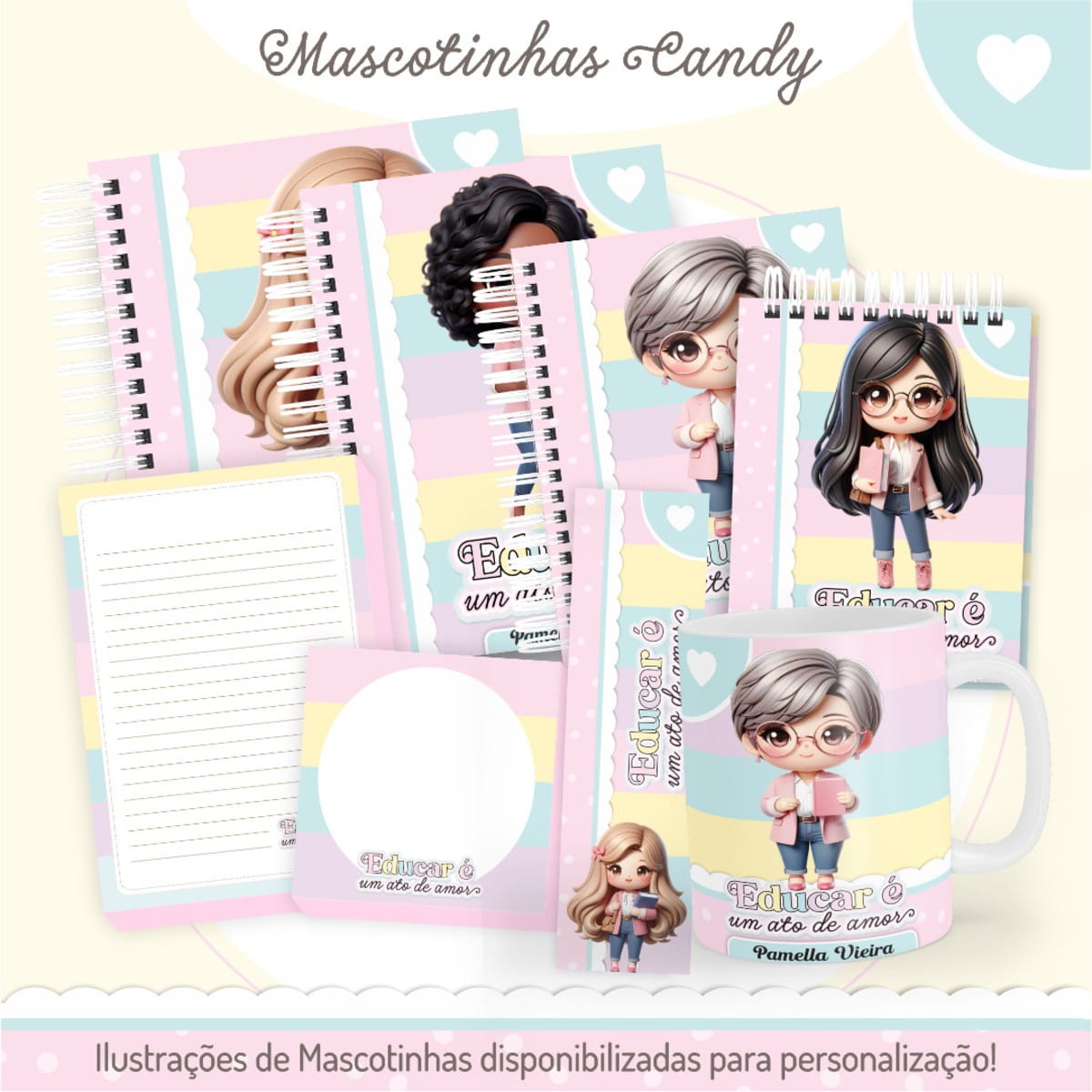 Kit Digital Dia dos Professores 2025 Mascotinhas Candy 1 Kit Digital Dia dos Professores 2025 Mascotinhas Candy