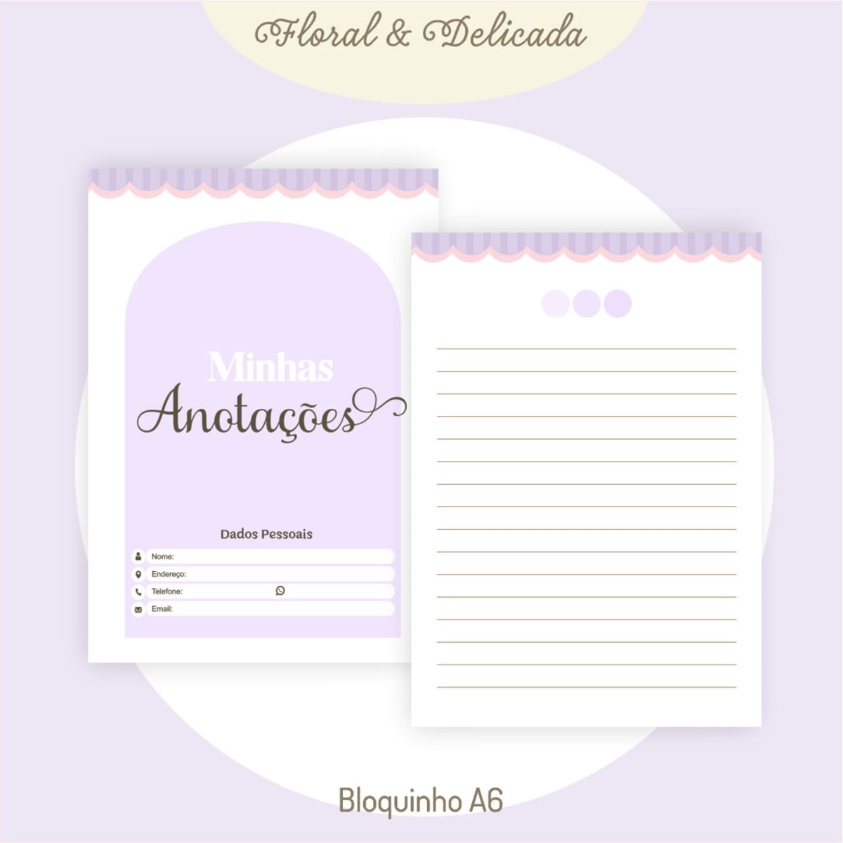 Kit Digital Dia dos Professores Floral para Personalizar 4 Apresentação visual de capas e folhas pautadas para anotações em tons pastel.