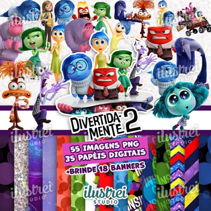 Kit Digital Divertida Mente 2 Imagens PNG Ilustrações