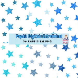 Kit Digital Estrelas Azuis - Png