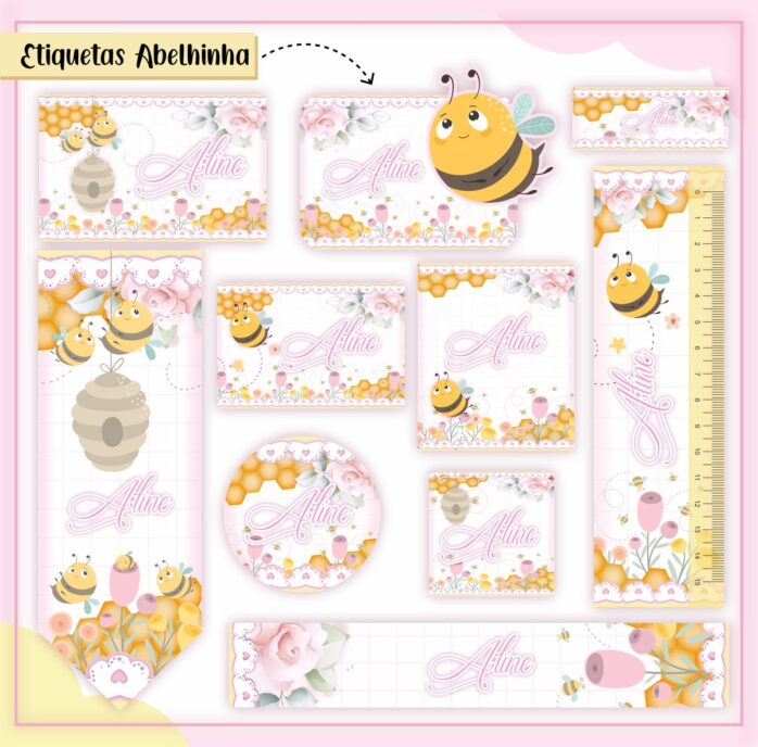 Kit Digital Etiquetas Escolares Abelinha