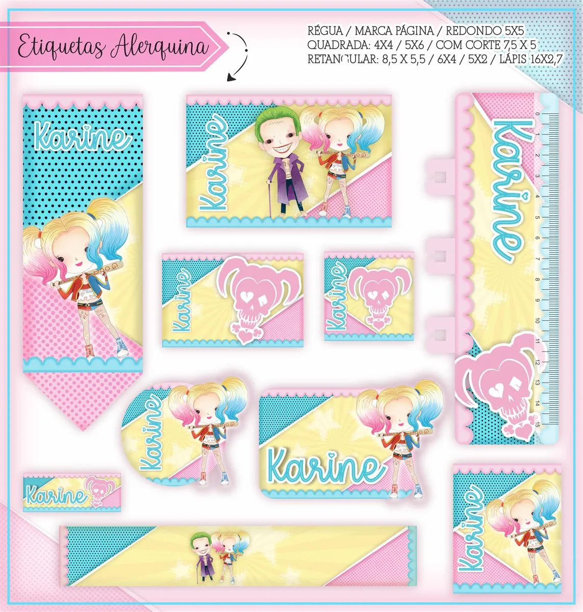 Kit Digital Etiquetas Escolares Alerquina Harley Quinn 1 Kit Digital Etiquetas Escolares Alerquina Harley Quinn