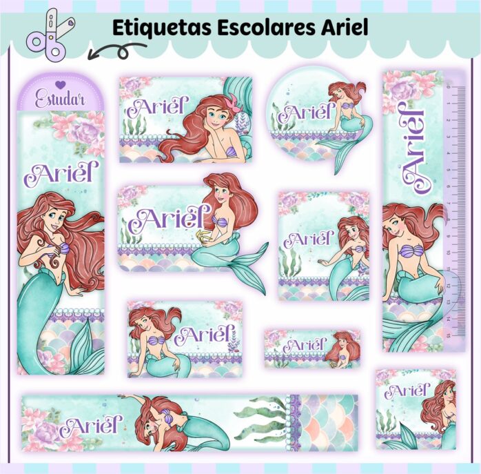 Kit Digital Etiquetas Escolares Ariel