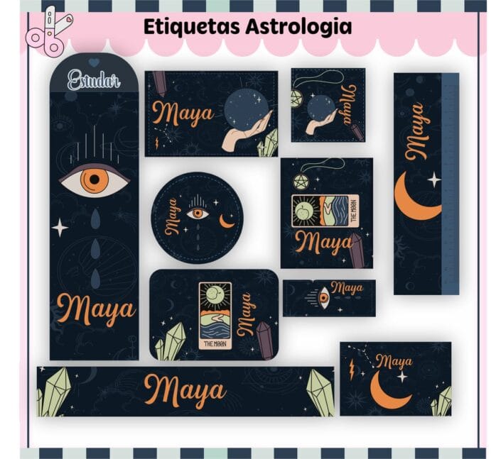 Kit Digital Etiquetas Escolares Astrologia
