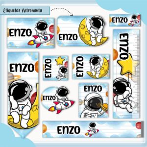 Kit Digital Etiquetas Escolares Astronauta