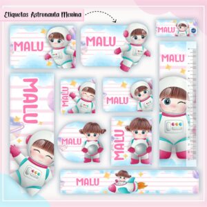 Kit Digital Etiquetas Escolares Astronauta Menina