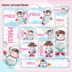Kit Digital Etiquetas Escolares Astronauta Menina 13 Kit Digital Etiquetas Escolares Astronauta Menina
