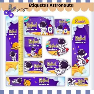 Kit Digital Etiquetas Escolares Astronauta V2