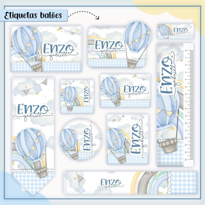 Kit Digital Etiquetas Escolares Balões