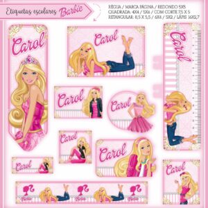 Kit Digital Etiquetas Escolares Barbie