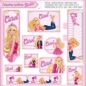 Kit Digital Etiquetas Escolares Barbie 12 Kit Digital Etiquetas Escolares Barbie