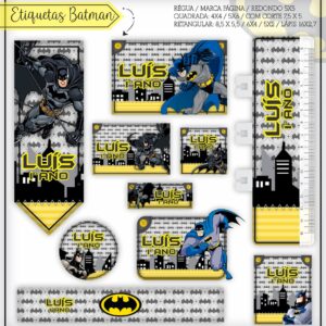 Kit Digital Etiquetas Escolares Batman