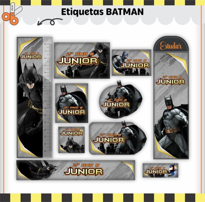 Kit Digital Etiquetas Escolares Batman V2