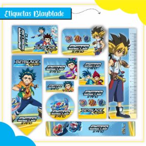 Kit Digital Etiquetas Escolares Beyblade