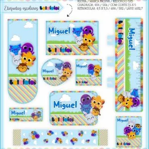 Kit Digital Etiquetas Escolares Bolofofos