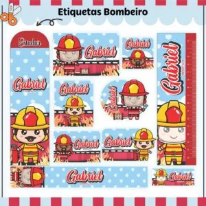 Kit Digital Etiquetas Escolares Bombeiros