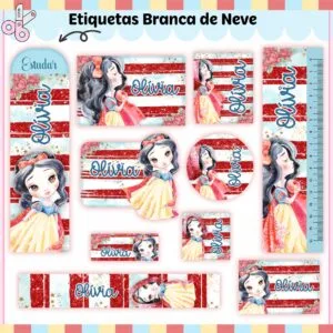 Kit Digital Etiquetas Escolares Branca de Neve 14 Kit Digital Etiquetas Escolares Branca de Neve