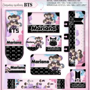 Kit Digital Etiquetas Escolares BTS