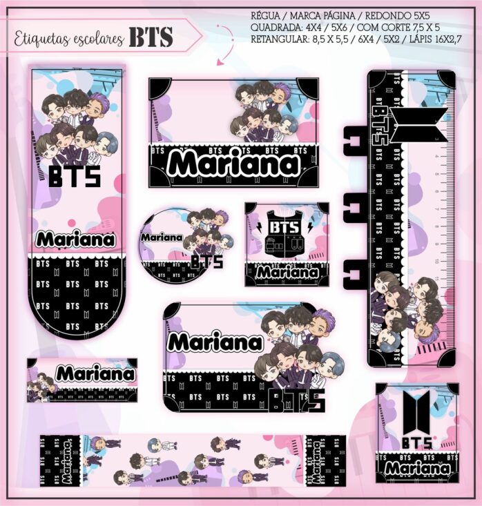 Kit Digital Etiquetas Escolares BTS