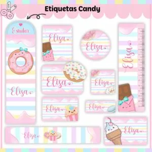 Kit Digital Etiquetas Escolares Candy 7 Kit Digital Etiquetas Escolares Candy