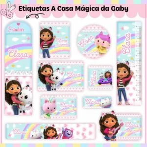 Kit Digital Etiquetas Escolares Casa Mágica da Gaby