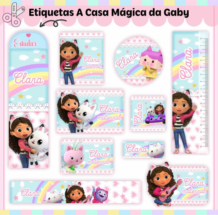 Kit Digital Etiquetas Escolares Casa Mágica da Gaby